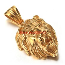 Wholesale Accessories Fashion Men's Jewelry Casting Gold  Color Lion Head Pendant Stainless Steel Necklace Gift 2024 - buy cheap