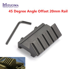 MIZUGIWA-montaje táctico de riel de 20mm para Weaver Picatinny, accesorios de montura de Caza, 4 ranuras, un lado, 45 grados, ángulo de compensación 2024 - compra barato