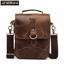 Quality Original Leather Male One Shoulder messenger bag cowhide fashion Cross-body Bag 8" Pad Tote Mochila Satchel bag 143-db 2024 - buy cheap