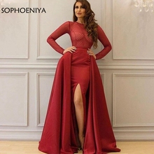 Lpiernaada de un nuevo manga larga vestidos de noche 2021 árabe vestido de fiesta vestido de noche Dubai Kaftan Formal traje vestido de velada galajurk 2024 - compra barato