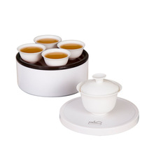 Juego de té de porcelana blanca, juego de té de Kung Fu de viaje, servicio de taza portátil de porcelana, tazas de té de Gaiwan, tetera de Ceremonia de té 2024 - compra barato