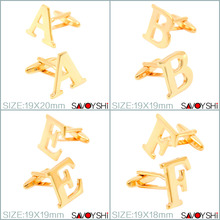 Gemelos de 26 letras doradas de lujo para hombre, accesorios para camisa, mancuernas de alta calidad, joyería de marca SAVOYSHI para boda 2024 - compra barato