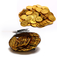 Moedas de ouro do capitão pirata, moedas douradas para festa, suprimentos para crianças, baú com tesouro, decoração de chip de aniversário e casamento, 100 peças 2024 - compre barato