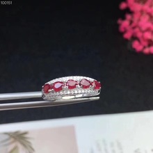 Natural ruby ring Free shipping Natural and real ruby 925 sterling silver 3*4mm 5pcs 2024 - buy cheap