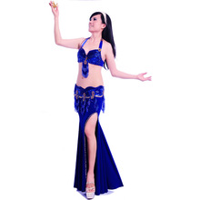 Conjunto de traje de danza del vientre con flecos para mujer, ropa profesional para danza del vientre, sujetador de baile, falda de cinturón, sexy, vestido de baile de escenario 2024 - compra barato