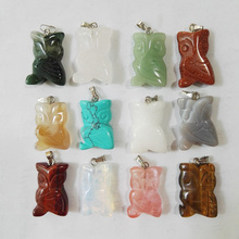 owl natural stone pendants for jewelry making mixed animal Artificial carving Necklaces 12pc/lot free shipping wholesale 2024 - buy cheap