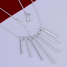 N094 Hot Sale Fine Silver Plated Jewelry Wholesale Factory Price Charms Wedding Party Gifts Fashion Seven Column Necklace /acqa 2024 - buy cheap