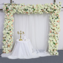 Peças centrais de mesa de flores artificiais, peônias de rosa, decoração de buquê de casamento, arco, folhas verdes, bola organizadora de flores 2024 - compre barato