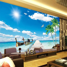 Papel de pared de beibehang personalizado sala de estar dormitorio junto al mar puente de madera cocotero mural de fondo de la pared decoración del hogar 2024 - compra barato