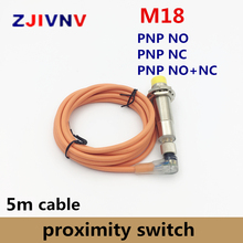 M18 connector type proximity inductive sensor switch PNP NO/NC/NO+NC, DC 3 wire, 4 wire normally open/close switch 5m cable plug 2024 - buy cheap