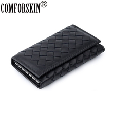 COMFORSKIN Brand Guaranteed 100% Sheep Skin Multi-function Knitting Style Key Wallets 2020 New Arrivals Unisex Key Housekeepers 2024 - buy cheap