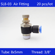 HIGH QUALITY  SL8-03  20Pcs 8mm Push In to Connect Fitting 3/8" Thread Speed Flow Controller Air Valve 2024 - buy cheap