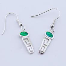 Hot Sale Women Party Gift Silver Fire Green opal  Fashion Earrings Free Ship E027 2024 - buy cheap