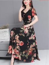 2019 Summer New Arrival High Quality Plus Size S-3XL Bohemian V Collar Flower Printed Woman Long Chiffon Dress 2024 - buy cheap