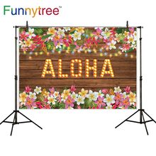 Funnytree vinyl photo backdrop ALOHA flower wreath tropical carnival party photocall decor fabric new shoot photography backdrop 2024 - buy cheap