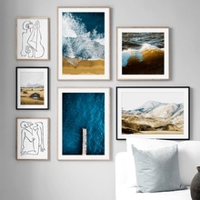 Настенная живопись на холсте, абстрактное боди-арт в виде морского пляжа, скандинавские постеры и принты, декор для гостиной 2024 - купить недорого