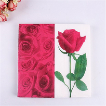 Casamento Printed Rose Flower Paper Napkins 20Pcs Wedding Decoupage For Wedding Birthday Decoration Party Supplies 2024 - buy cheap