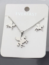 1Set New Custom Angel Horse Stainless Steel Jewelry Sets Animal Pendants Necklaces Earrings Set Women Kids Minimalist Jewelry 2024 - buy cheap
