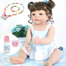 22 Polegada Lifelike Renascer Baby Dolls Corpo newborn bebe menina boneca de Vinil Silicone Cheio l. o. l brinquedo presentes surpresa 2024 - compre barato