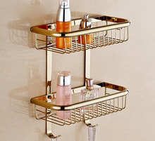 Modern Polished Titanium Gold / Rose Gold / Chrome Plated Refinded Brass Square Wall Mounted Basket Wall Rack Hardware Bathroom 2024 - buy cheap