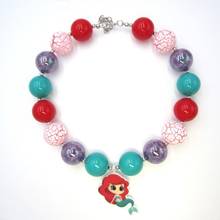 New Arrival Fashion Jewelry Handmade Kids Girls Chunky Bubblegum Bead Beautiful Mermaid Pendant Kids Necklace Baby Birthday Gift 2024 - buy cheap