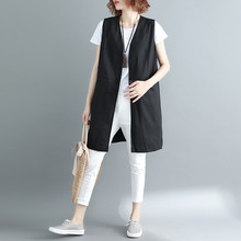 2022 New Spring Summer Wasitcoats Large Size Women's Clothing Loose Sleeveless Vest Jackets V-neck Long Black Blazer Suit V649 2024 - buy cheap