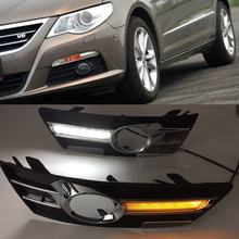 Car Flashing 2PCS Car light For VW PASSAT CC 2009 2010 2011 2012 2013 LED DRL Daytime running lights with fog lamp cover 2024 - buy cheap