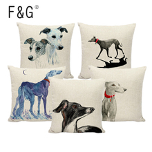 Lovely Greyhound Pattern Linen Cushion Cover Living Room Decorative Pillow Cover Home Sofa Decoration Pillow Case 2024 - buy cheap