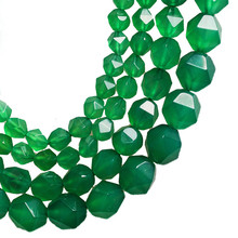 Contas de ágata verde facetada natural, 6-10mm para fazer joias, pulseiras, 15 ''bordado, faça você mesmo, brinco, berloque 2024 - compre barato