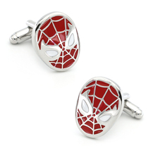 Men's Spider Man Cuff Links Copper Material Red Color Superheroes Design 2024 - buy cheap