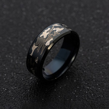 Мужское кольцо в стиле милитари, черное камуфляжное кольцо из титановой стали, в стиле панк, три цвета 2024 - купить недорого