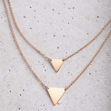 Mavis Hare Stainless Steel Double Layer Triangle Necklace with 1cm and 2cm Triangle Pendant fit 42+5cm and 58+5cm Chain as gift 2024 - buy cheap