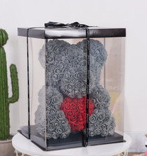 Oso Rosa Artificial hecho a mano, oso de 38cm para regalo de San Valentín, flores artificiales de PE, regalo de boda, Año Nuevo 2024 - compra barato