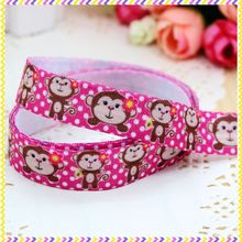 DHK 5/8'' 5yards Fold Over Elastic FOE monkey printed headband hair band diy decoration OEM Wholesale C418 2024 - buy cheap