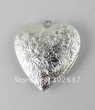 FREE SHIPPING 10PCS Silver Plate Floral Heart Locket Pendant 42x40mm #20402 2024 - buy cheap