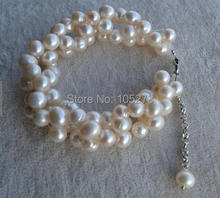Recién llegado, pulsera de perlas de 8-9 MM, Color blanco, Papa retorcida, pulsera de perlas de agua dulce, joyería perfecta para damas de honor de boda 2024 - compra barato