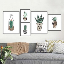 Home Decoration Print Canvas Picture Wall Art Paintings Oil Unframed Drawings Plant cactus aloe glass bottle Flowers 2024 - buy cheap