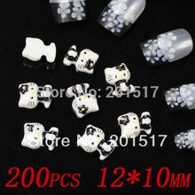 200pcs 10x12mm black kitty nail decoration Manicure materials for nail 2024 - buy cheap