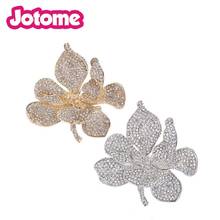 wholesale Luxury 2 inch large crystal lotus flower brooch clear rhinestone rose flower button for Mother's gift (not pin) 2024 - buy cheap