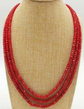 Pretty2x4mm Natural Red Ruby Gemstone Faceted Abacus Beads 3 Row Necklace 2024 - buy cheap