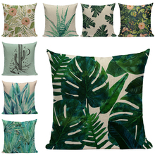 Cojines decorativos con estampado de Cactus para sofá, fundas de almohada de plantas tropicales, almohada de Arte de lino de algodón para sillas o cojines, decoración del hogar 2024 - compra barato