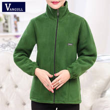 Vangull Winter Fashion New Mid-aged Women Polar Fleece Jackets Casual Warm Long Sleeve Pocket Jacket Zipper Outerwear for Mum 2024 - buy cheap