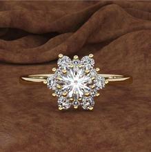 Fashion Snowflake White Zircon Gold Color Ring For Women Engagement Wedding Heart Flower Shape Party Jewelry Rings 2024 - buy cheap
