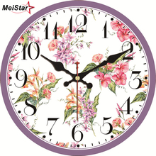 MEISTAR 3 Patterns Vintage Round Clock Flower Design Silent Home Office Cafe Kitchen Decoration Home Saat Large Art Wall Clocks 2024 - buy cheap