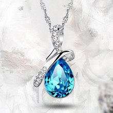LUKENI New Fashion 925 Sterling Silver Women Necklace Accessories Charm Blue Crystal Girl Pendants Necklace Lady Valentine's Day 2024 - buy cheap
