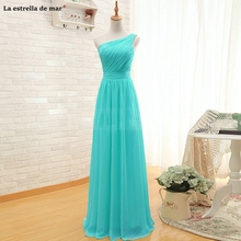 Long dress for wedding party for woman2021 new chiffon one shoulder A Line turquoise yellow blush bridesmaid dress vestido madri 2024 - buy cheap
