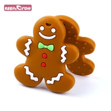 Keep&Grow 1Pc Silicone Baby Teethers BPA Free Gingerbread Man Teether Beads Food Grade Baby Teething Toys For Necklace Making 2024 - buy cheap