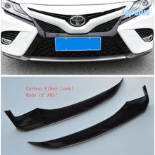 Lapetus Front Bumper Bottom Corner Stripes Protection Cover Trim For Toyota Camry 2018 - 2021 ABS Chrome / Carbon Fiber Look 2024 - buy cheap