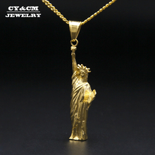 CY&CM Men Women Gold Silver Plated Statue of Liberty Stainless Steel Charm Pendant Hip Hop Rope Cuban Jewelry Souvenir Necklace 2024 - buy cheap