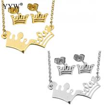 YYW High Quality Stainless Steel Sets Crown Shaped Earrings And Necklace Pendant Jewelry Sets Best Gift For Women And Girls 2024 - buy cheap